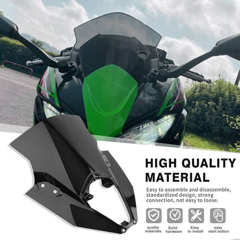 Three T Lirun Windscreen Protector Wind Deflector Windshield Plastic Fairing Black for Kawasaki ER6F Ninja 650 EX-6 2020 2021 2022 2023 - Image 5